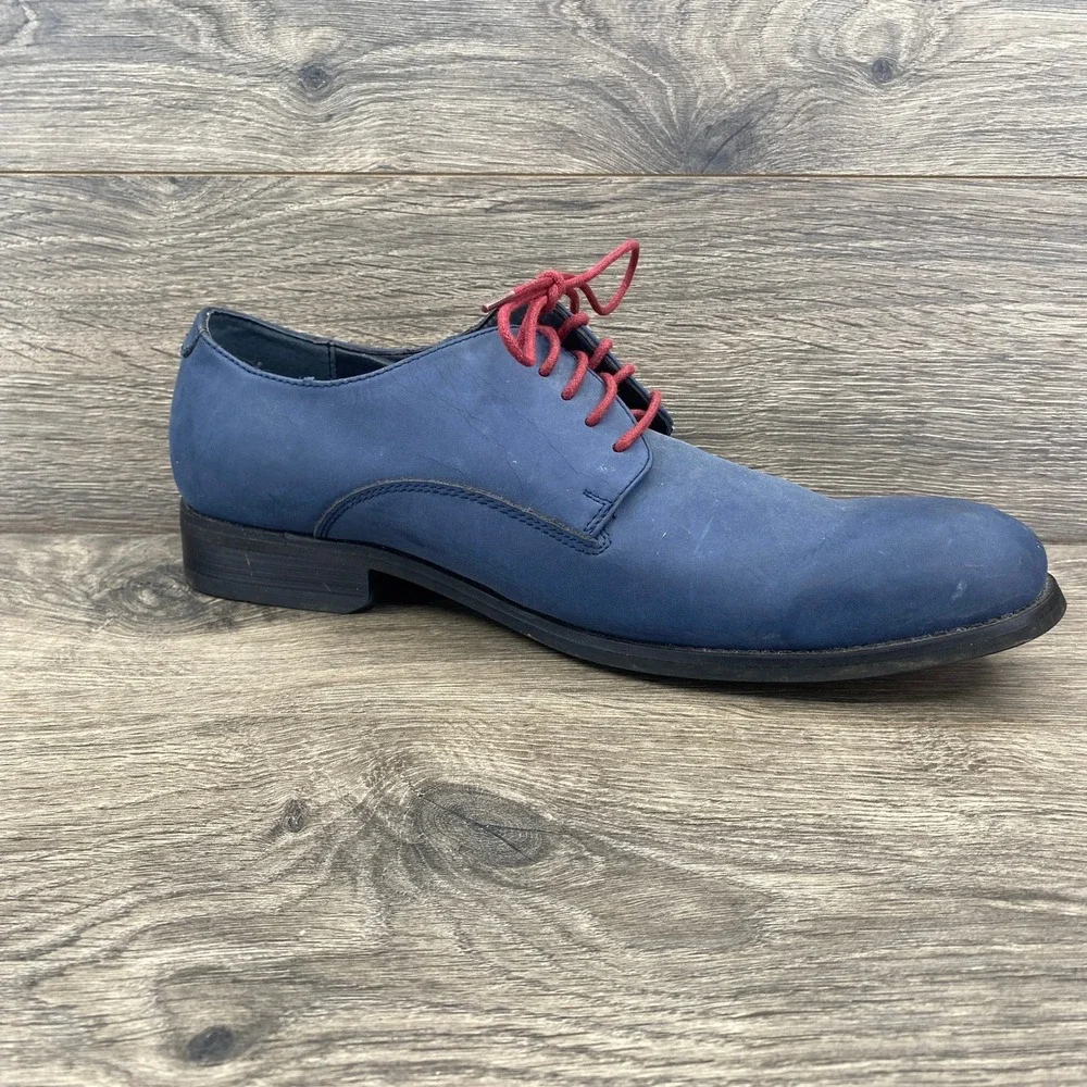 Original Penguin Bryan Derby Shoes Mens 11 Blue Leather Red Lace PENAC11024